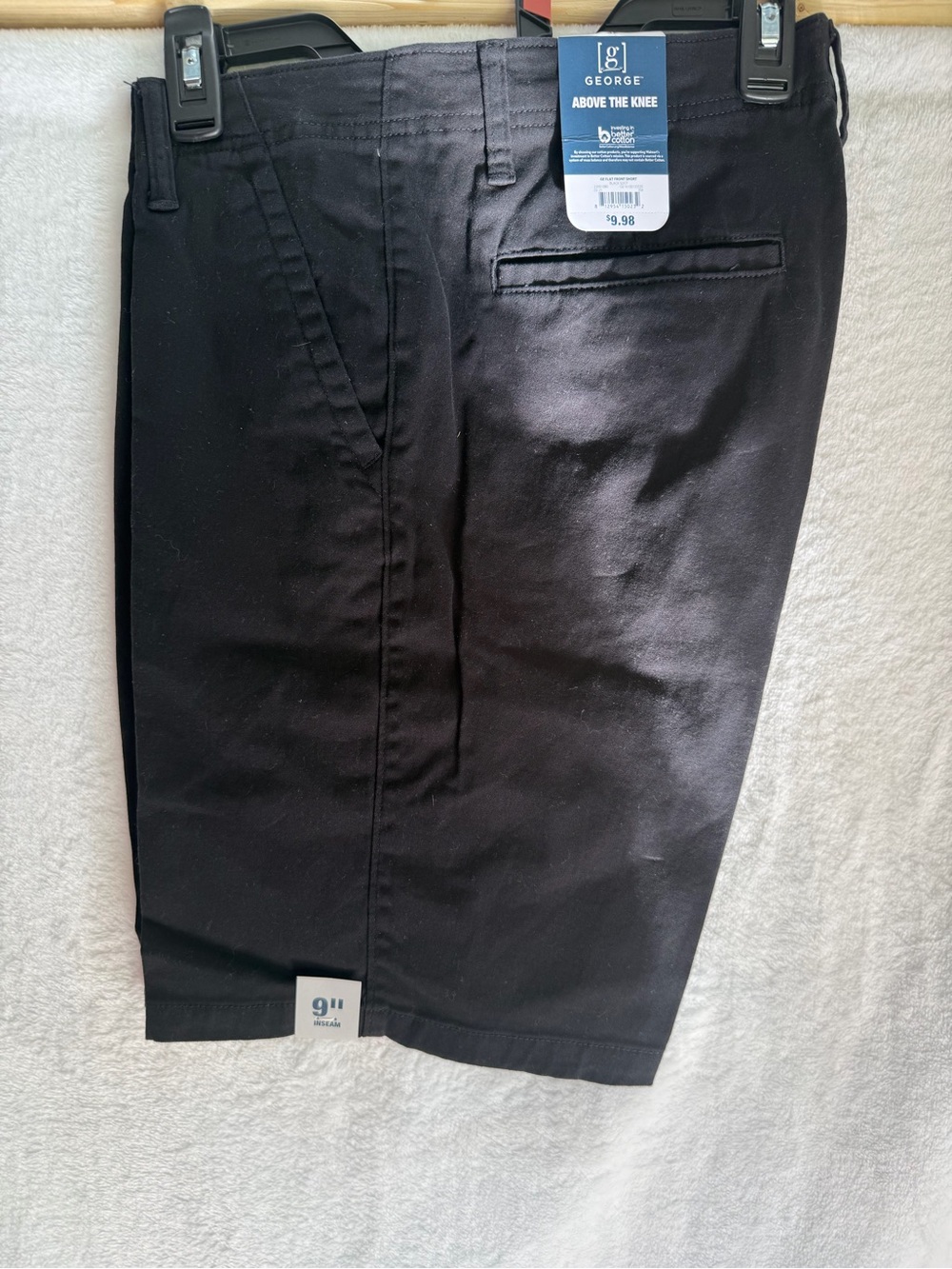 George Men's Black Flat-Front Above-the-Knee Shorts